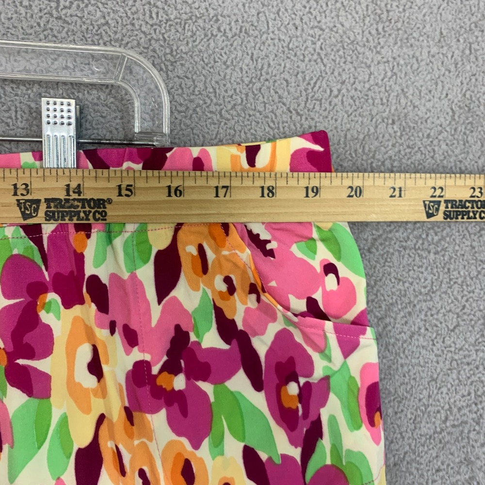 Quacker Factory Floral Pants Women's 1X Multi-Color Crop Wide Leg Casual - Picture 3 of 10